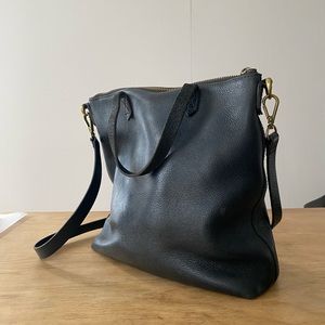 Madewell Black Leather Zip Top Crossbody Bag